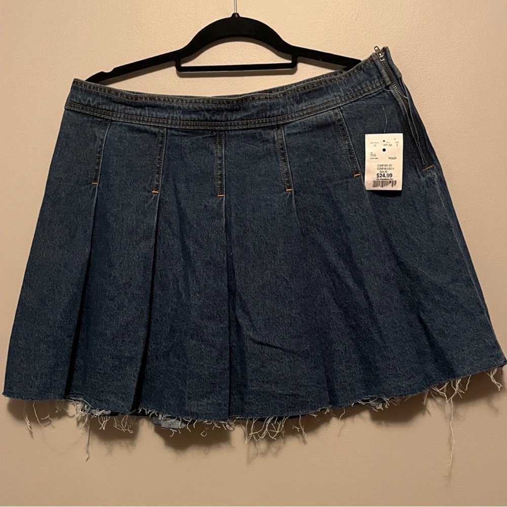 Low Rise - Pleated Denim Blue Women's Skirt